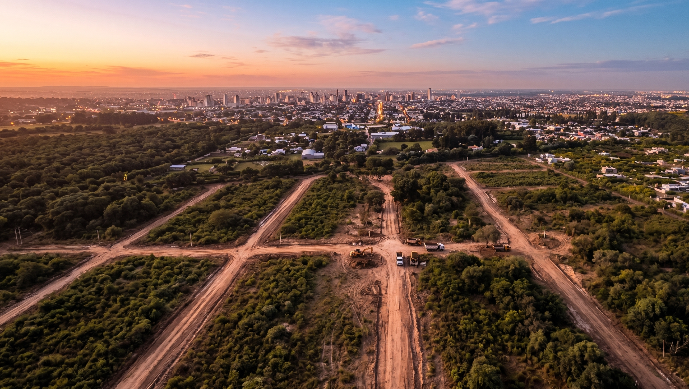 Vista aérea de planificación urbana